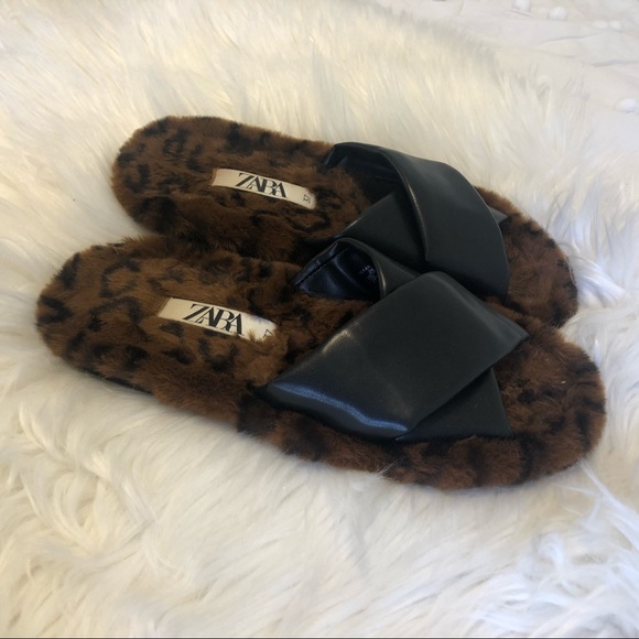Faux Fur animal print slide sandal slide sandal - Picture 7 of 8